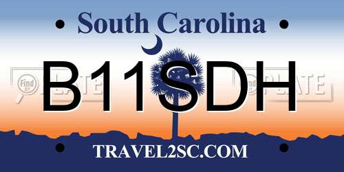 B11SDH South Carolina License Plate
