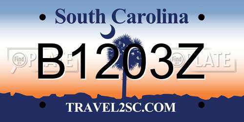 B1203Z South Carolina License Plate