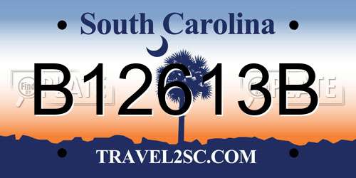 B12613B South Carolina License Plate