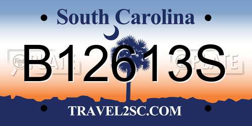 B12613S South Carolina License Plate