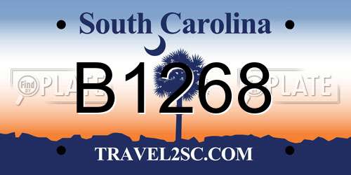 B1268 South Carolina License Plate