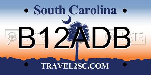 B12ADB South Carolina License Plate