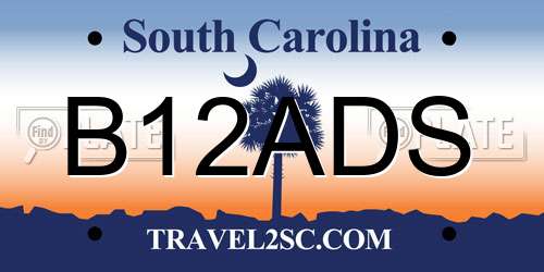 B12ADS South Carolina License Plate