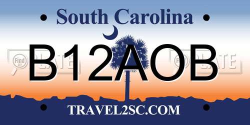 B12AOB South Carolina License Plate