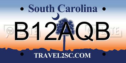 B12AQB South Carolina License Plate