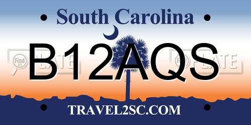 B12AQS South Carolina License Plate