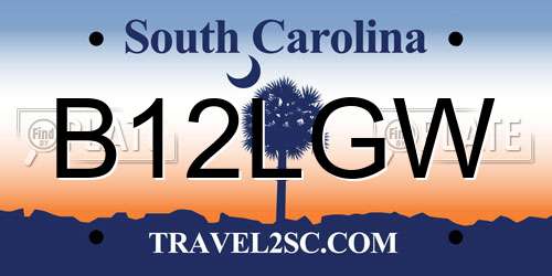 B12LGW South Carolina License Plate
