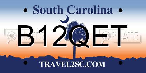 B12QET South Carolina License Plate