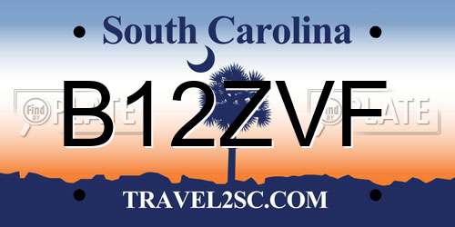 B12ZVF South Carolina License Plate