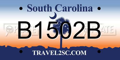B1502B South Carolina License Plate