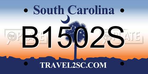 B1502S South Carolina License Plate