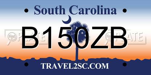 B150ZB South Carolina License Plate