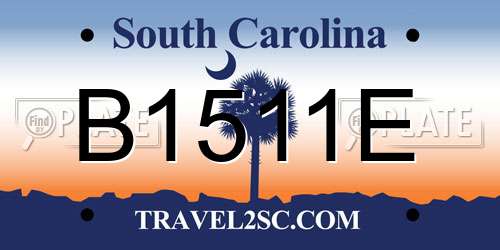 B1511E South Carolina License Plate