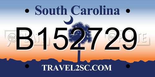 B152729 South Carolina License Plate
