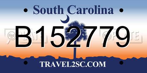B152779 South Carolina License Plate