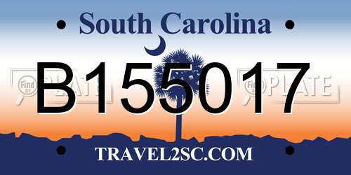 B155017 South Carolina License Plate