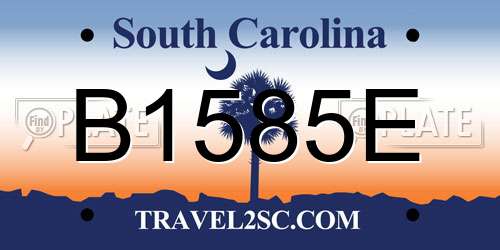B1585E South Carolina License Plate