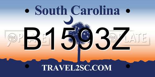 B1593Z South Carolina License Plate
