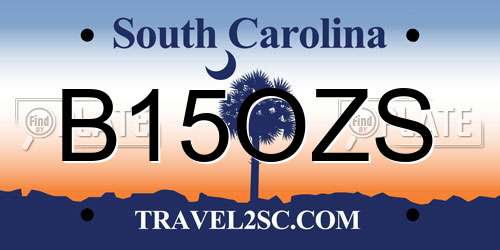 B15OZS South Carolina License Plate