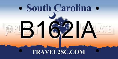 B162IA South Carolina License Plate