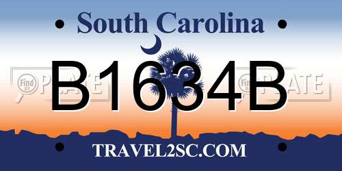 B1634B South Carolina License Plate
