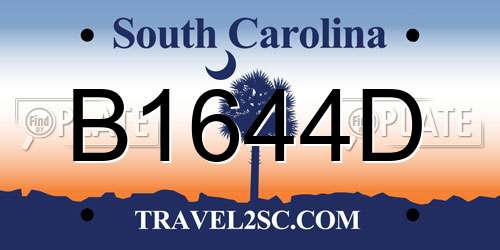 B1644D South Carolina License Plate