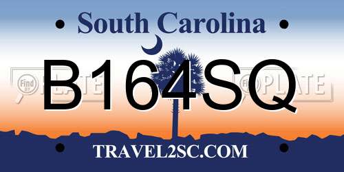 B164SQ South Carolina License Plate
