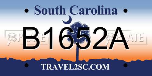 B1652A South Carolina License Plate