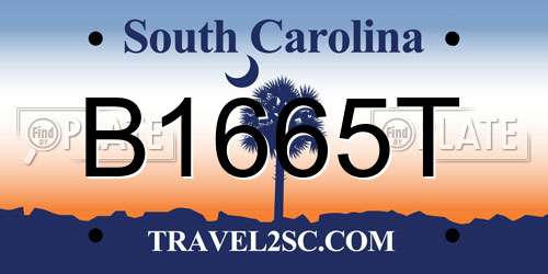 B1665T South Carolina License Plate
