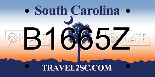 B1665Z South Carolina License Plate