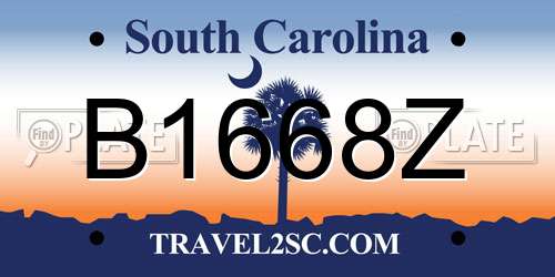 B1668Z South Carolina License Plate