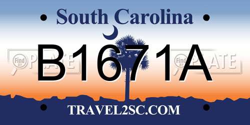 B1671A South Carolina License Plate