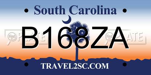 B168ZA South Carolina License Plate