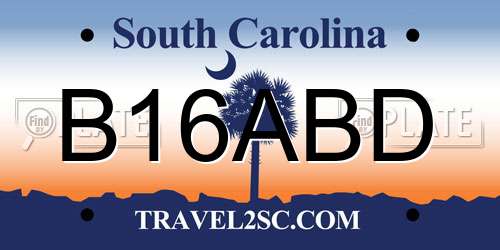 B16ABD South Carolina License Plate