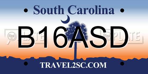 B16ASD South Carolina License Plate