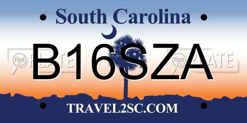 B16SZA South Carolina License Plate