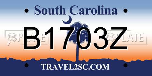 B1703Z South Carolina License Plate