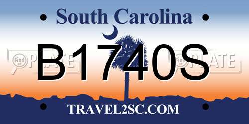 B1740S South Carolina License Plate