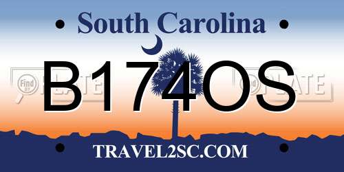 B174OS South Carolina License Plate