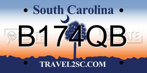 B174QB South Carolina License Plate