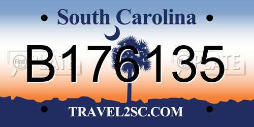 B176135 South Carolina License Plate