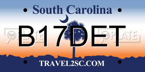 B17DET South Carolina License Plate