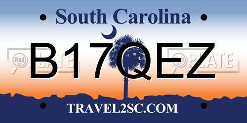 B17QEZ South Carolina License Plate