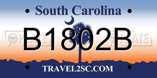 B1802B South Carolina License Plate