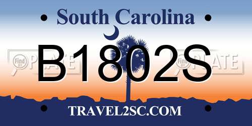 B1802S South Carolina License Plate