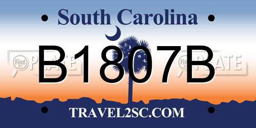 B1807B South Carolina License Plate