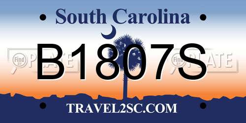 B1807S South Carolina License Plate