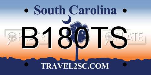 B180TS South Carolina License Plate
