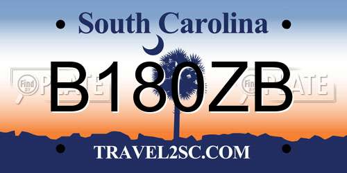 B180ZB South Carolina License Plate
