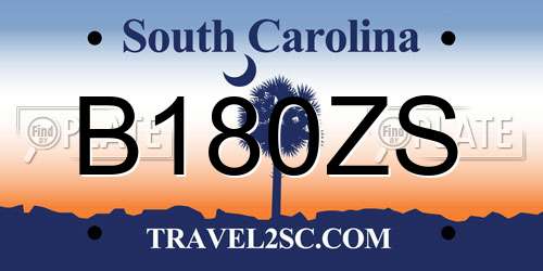 B180ZS South Carolina License Plate